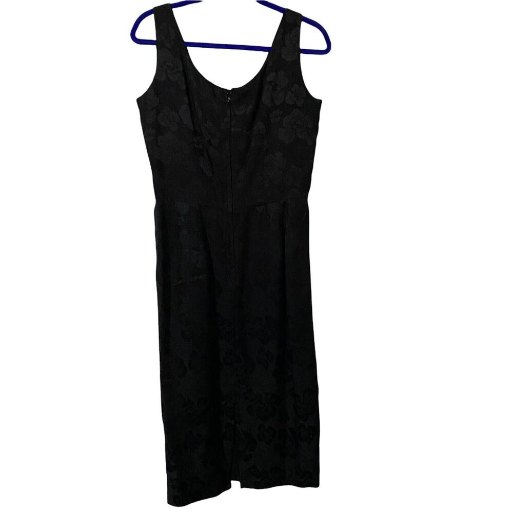 Nuit Womens Vintage Dress 100% Silk Black Floral Slip Dress Mob‎ Wife 12